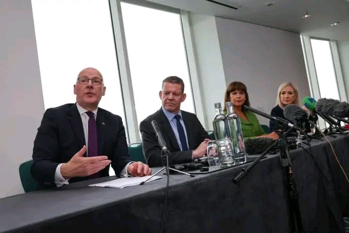 Scottish, Welsh and Northern Irish nationalist party leaders signing an agreement supporting self-determination and possible constitutional change from the United Kingdom.