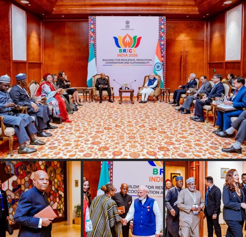Kashim Shettima meets Narendra Modi during Nigeria-India bilateral talks at the BRICS Summit in New Delhi.