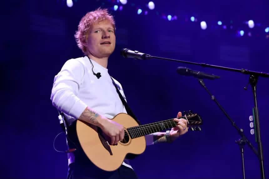 British singer Ed Sheeran performing on stage at Lincoln Financial Field in Philadelphia during his Loop Tour in September 2026.