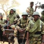 Nigerian military troops conducting a security operation in Plateau State following intelligence on suspected kidnapping activities.