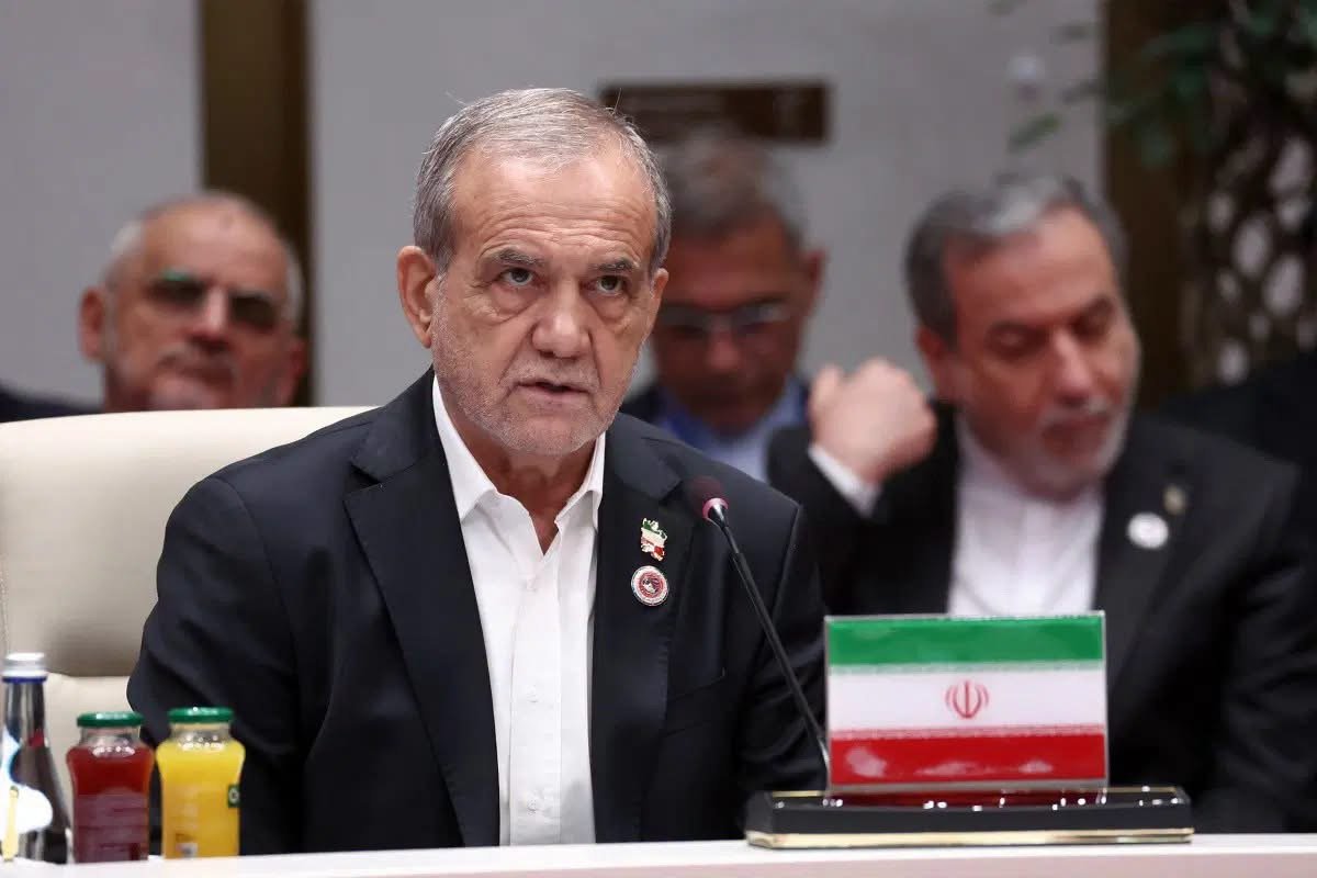 Iranian President Masoud Pezeshkian speaking at the United Nations General Assembly in New York during his September 23, 2026 address.