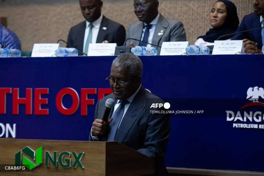 Aliko Dangote with Ethiopian Prime Minister Abiy Ahmed and Djiboutian President Ismail Omar Guelleh at the announcement of a 120-kilometre petroleum pipeline linking Djibouti and Ethiopia.