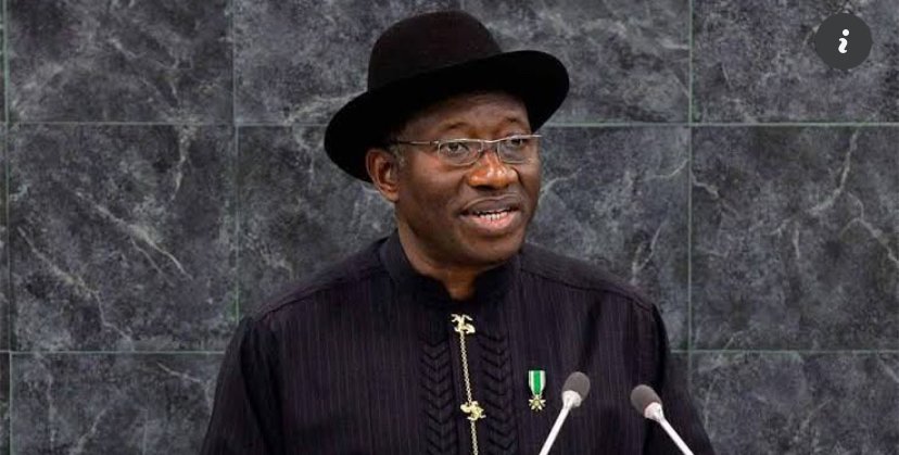 Former Nigerian President Goodluck Jonathan addressing an audience during a public event in Abuja.