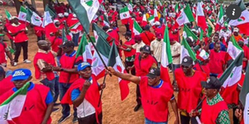 Nigeria Labour Congress workers protesting at the Delta State Secretariat in Asaba after the death of deputy director Unity Ekpevbughe Adeda.