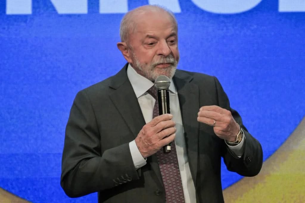 Brazilian President Luiz Inácio Lula da Silva attends the announcement of measures banning sports betting and online gambling in Brazil.