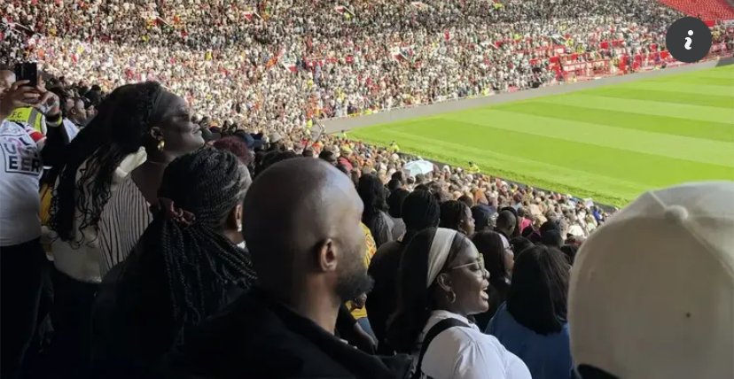 Worshippers gathered inside Old Trafford in Manchester during Pastor Jerry Eze’s NSPPD United Kingdom Prayer Conference.