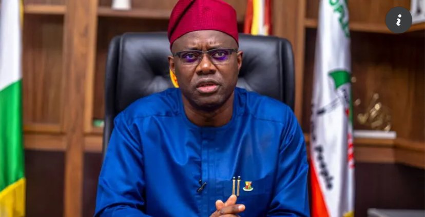 Seyi Makinde speaking during an APM 2027 presidential campaign engagement in Nigeria.