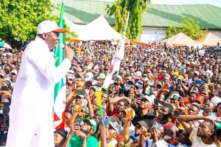 PDP governorship candidate David Ombugadu speaking to supporters during the launch of his 2027 campaign in Nasarawa State.