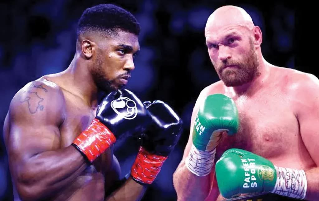 Tyson Fury and Anthony Joshua during preparations for their December 2026 heavyweight boxing fight in Cardiff.