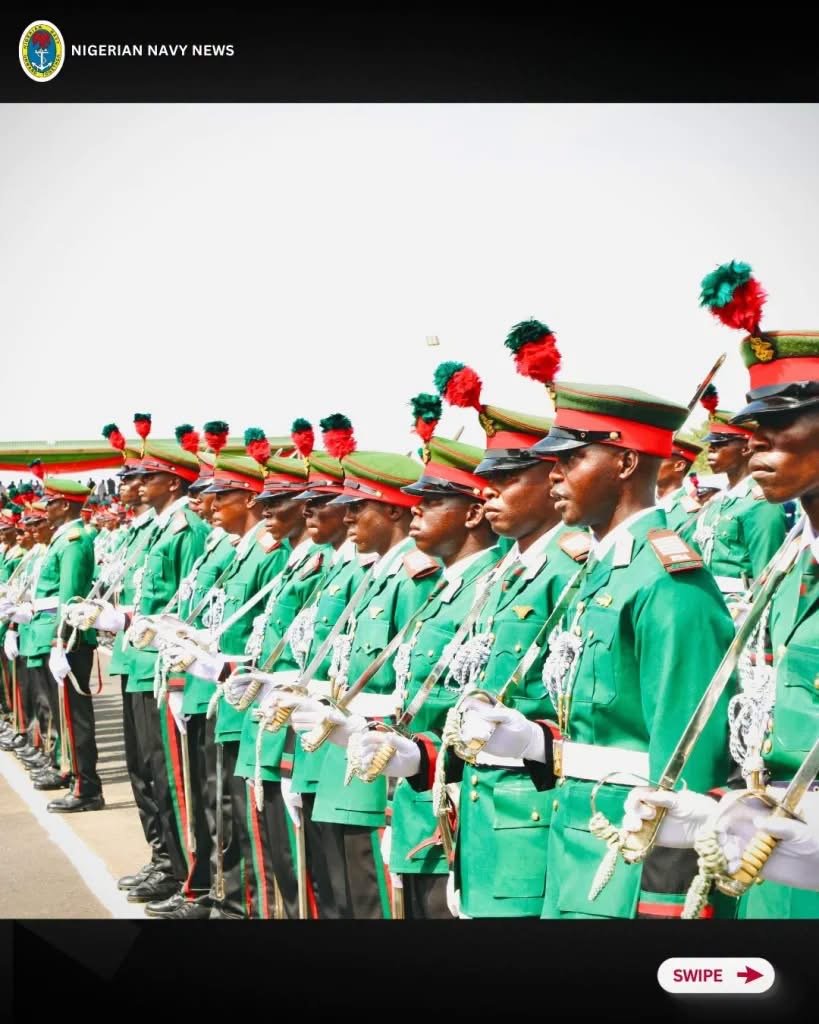 Nigerian Navy personnel standing during an official naval activity in Nigeria.