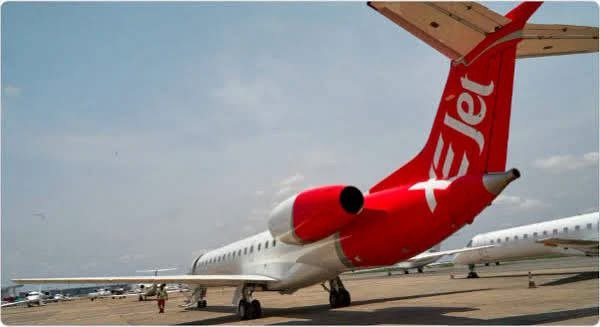 XEJet Airlines aircraft at a Nigerian airport amid a dispute over N300 million in ground handling debts.