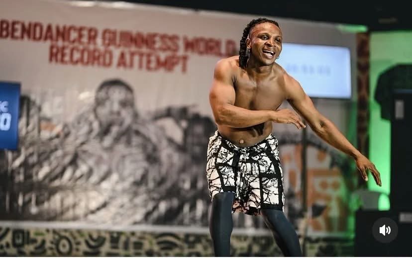 Nigerian dancer Bendancer performing during his 168-hour Guinness World Record dance marathon attempt in Lagos.