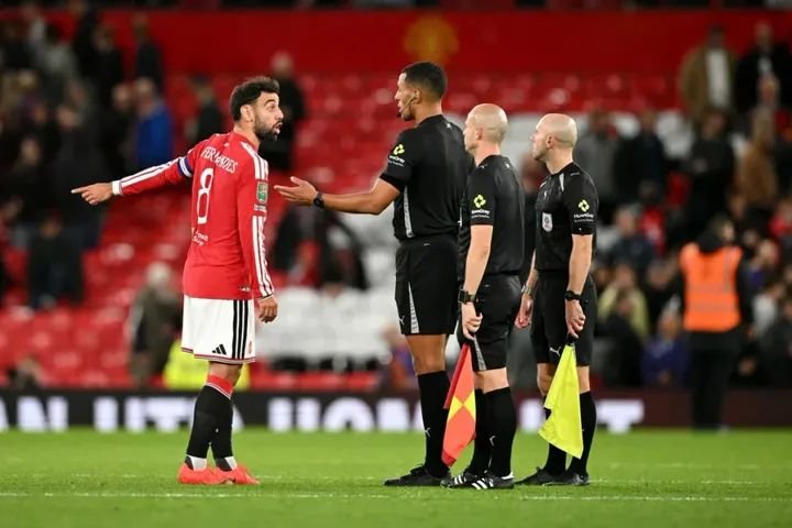Manchester United players during the 3-2 Carabao Cup defeat against Brighton at Old Trafford.