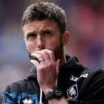 Michael Carrick reacts during Manchester United’s 3-2 Carabao Cup defeat to Brighton after surrendering a two-goal lead at Old Trafford.