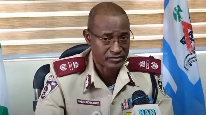 FRSC Corps Marshal Shehu Mohammed addresses frontline marshals on professionalism and discipline.