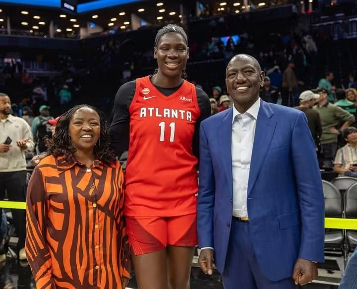 President William Ruto and First Lady Rachel Ruto with Kenyan-born WNBA star Madina Okot in Brooklyn