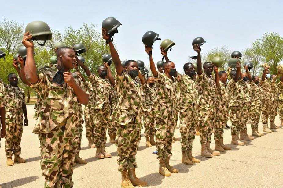 Nigerian Army troops conducting security operations during an anti-terrorism mission in Nigeria's North-West.