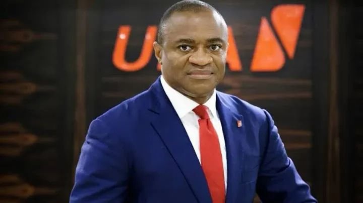 Oliver Alawuba, UBA Group CEO, speaking about African investment opportunities at a New York leadership symposium.
