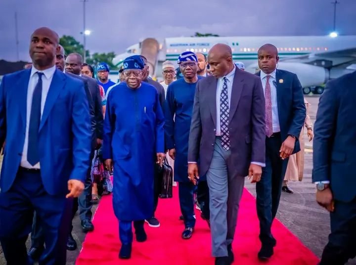 President Bola Tinubu returns to Nigeria after a four-week working vacation in Europe.