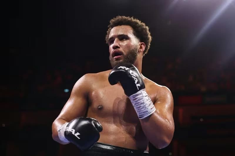 Filip Hrgovic celebrates his ninth-round stoppage victory over Moses Itauma in their IBF heavyweight title fight in London.