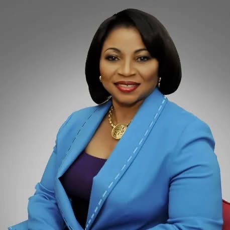 Nigerian business leaders Folorunso Alakija and Stella Okoli at the 10th Voice of Women Conference in Lagos.