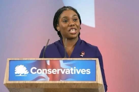 Kemi Badenoch addresses Conservative Party members during the 2026 Conservative Party conference in Birmingham amid a political dispute with Reform UK over British and English identity.