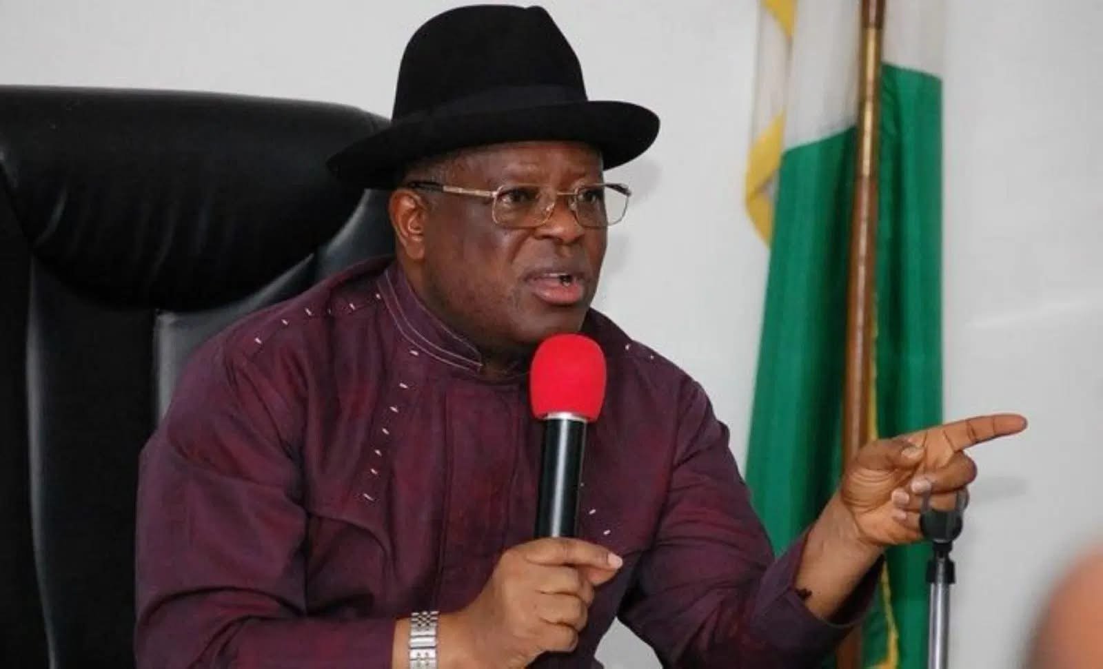 Minister of Works David Umahi discussing completed and ongoing federal road and bridge projects under the Tinubu administration in Nigeria.