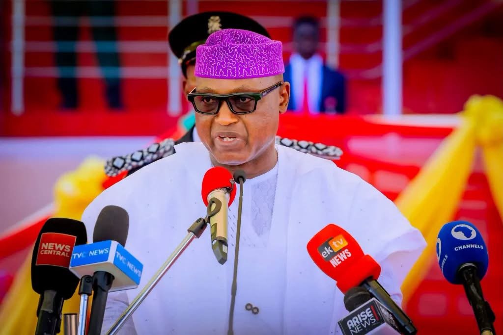 Ekiti State Governor Biodun Oyebanji during his second-term inauguration ceremony at the Ekiti Parapo Pavilion in Ado-Ekiti.