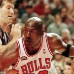 Michael Jordan wearing a Chicago Bulls No. 23 jersey during the 1998 NBA Finals