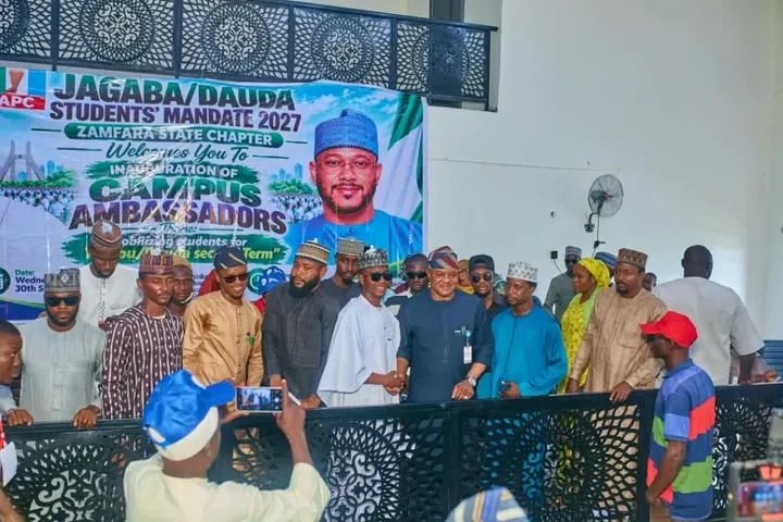 Zamfara students mobilising support for President Bola Tinubu and Governor Dauda Lawal ahead of the 2027 elections.