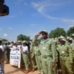 Gombe State Commissioner for Youth and Sport Development Abdullahi Waziri addresses newly deployed NYSC corps members during the Batch C Stream I swearing-in ceremony in Amada, Gombe State.